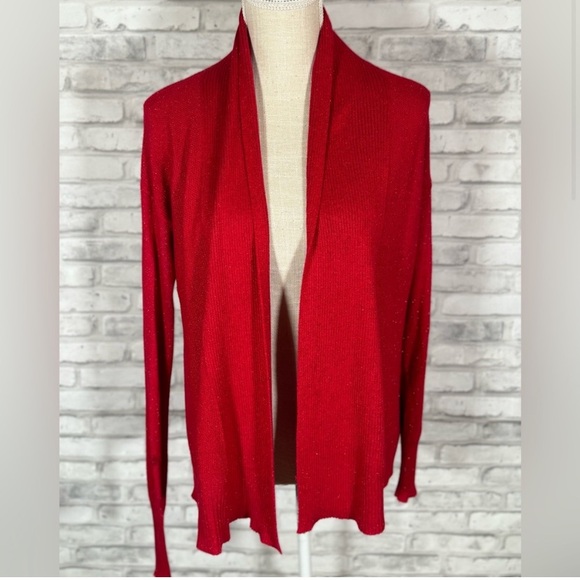 Dress Barn Sweaters - Dressbarn Red Sparkling Knit Cardigan Sweater